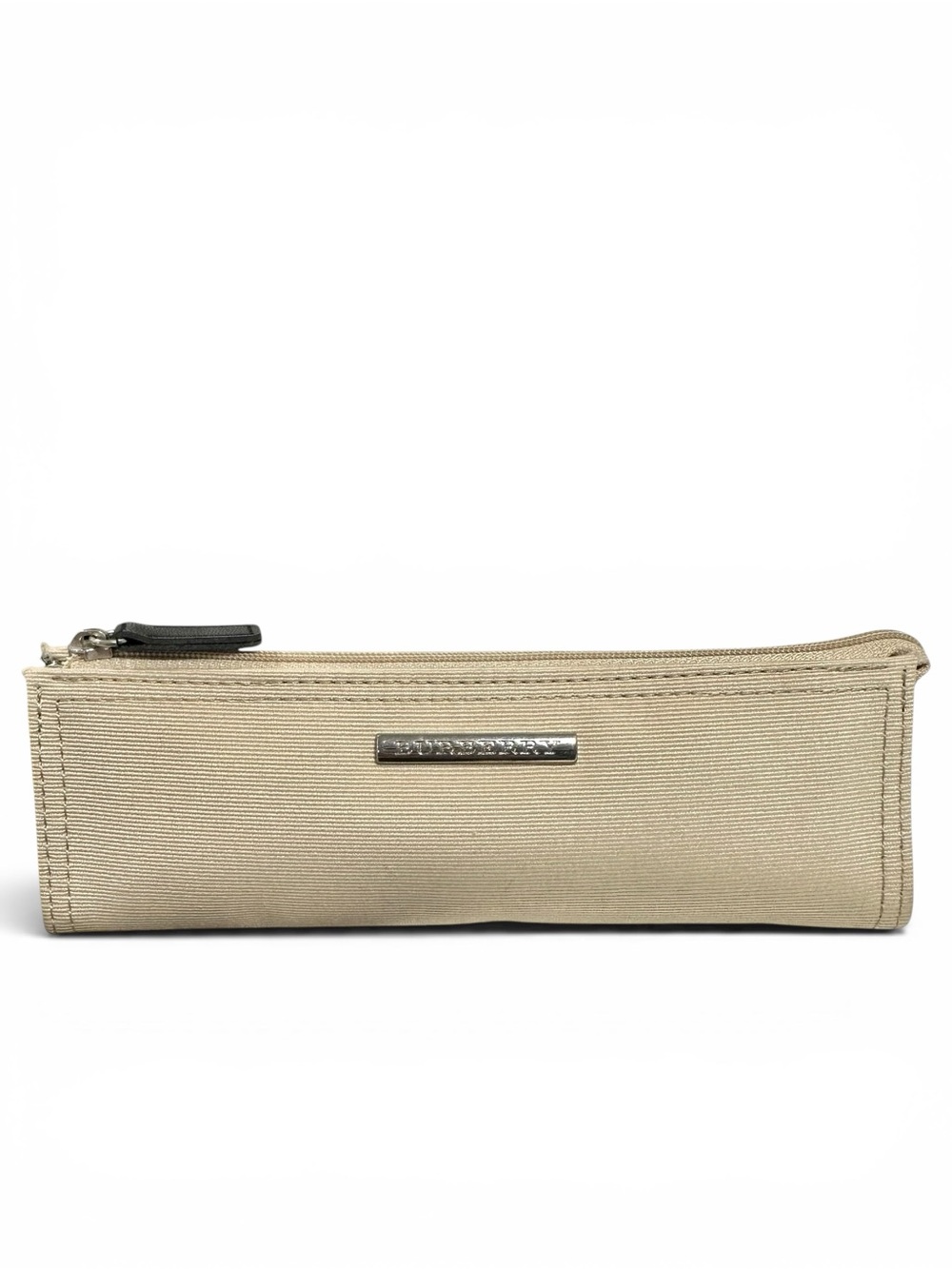 Burberry Beige Canvas & Nova Check Triangle Zippered Toiletry Pouch Pencil Case
